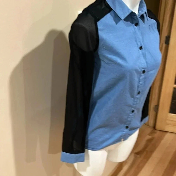 H&M Half demin half chiffon Blouse - Picture 4 of 10